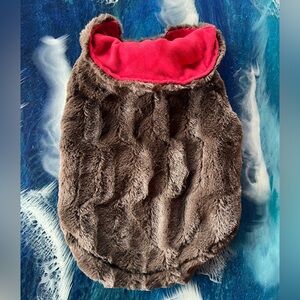 Pawslife REVERSIBLE Red and
Brown Faux Fur DOG COAT Sz M 14" -19" BUY or BUNDLE